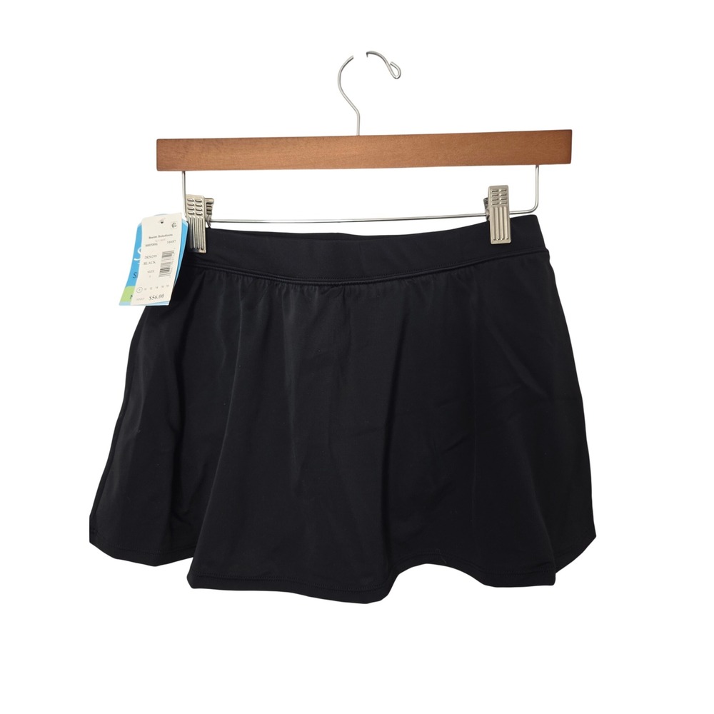 Swim Solutions Swim Skirt Thigh Minimizer Slit Women Size 8 Black NWT $56